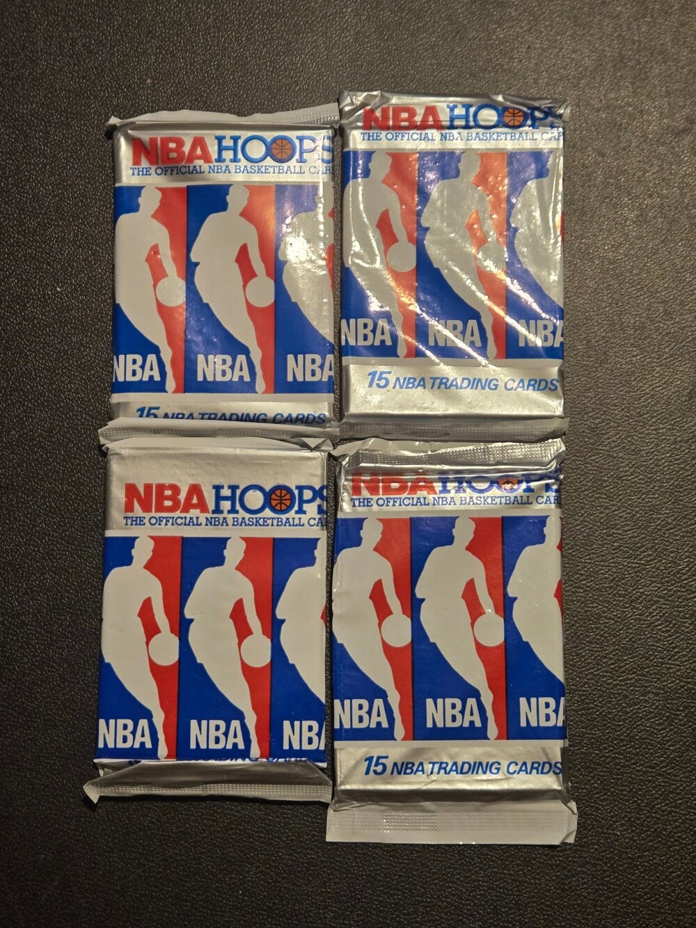 Lot of 4 1990 NBA Hoops Wax Pack 60 NBA Trading Cards Vintage Basketball Sealed